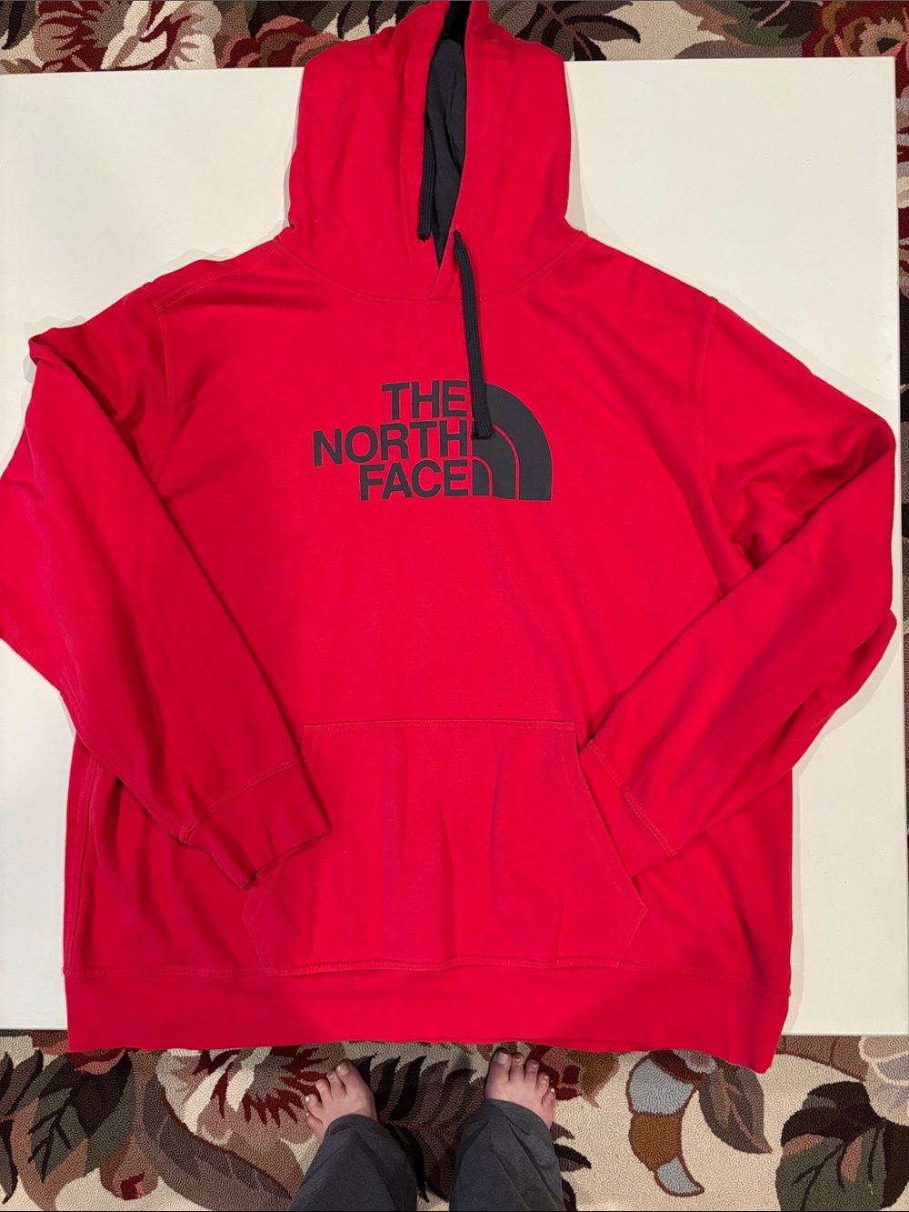 The North Face Red Hoodie with Black Logo